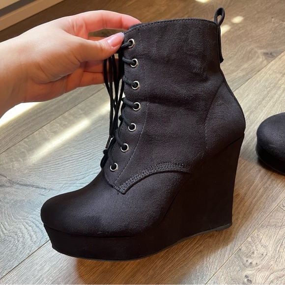 Shi by Journey’s Suede Wedge Boot Heels - Picture 5 of 8